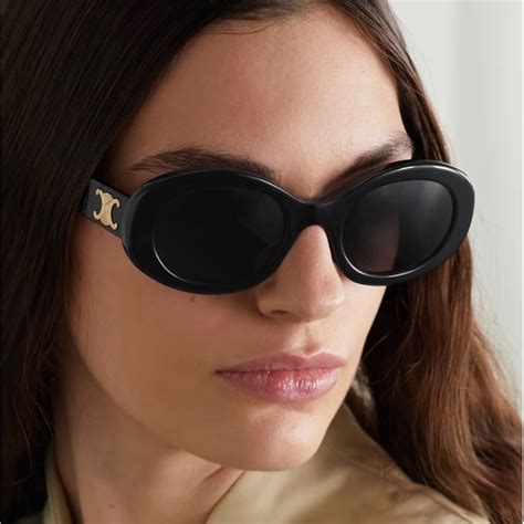 celine mini triomphe 52mm|CELINE Triomphe 52mm Oval Sunglasses .